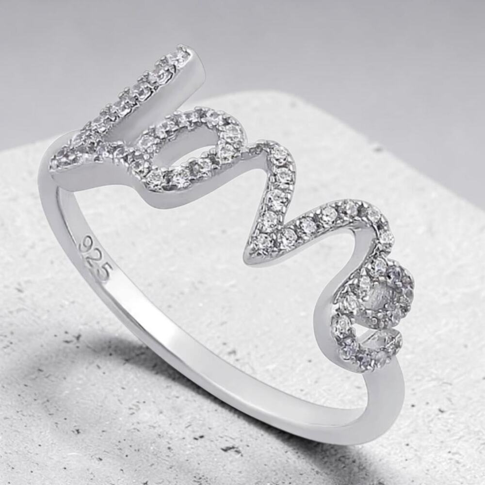 Love Cubic Zirconia Sterling Silver Ring